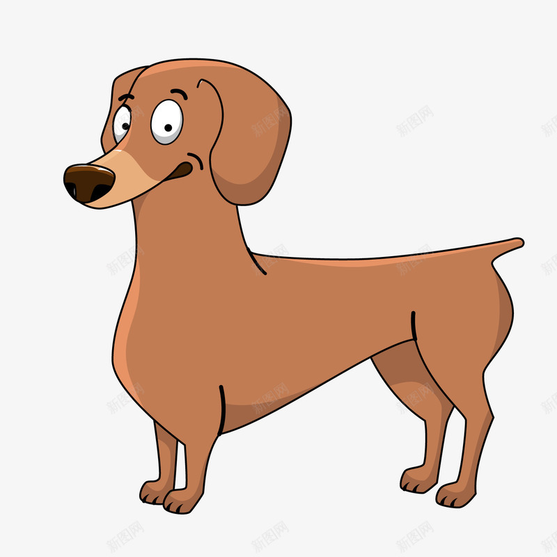 腊肠犬手绘png免抠素材_新图网 https://ixintu.com 卡通手绘 咖啡色 惊奇表情 犬只 腊肠犬