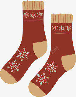 毛线袜子红色冬季保暖毛线袜矢量图高清图片