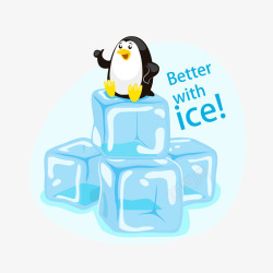 坐在冰块堆上的企鹅素材
