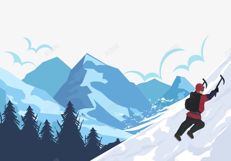 探险雪山png免抠素材_新图网 https://ixintu.com 卡通 回归自然 大自然 山区风景 探险家 自然景色 自然风光 雪域高原 雪山