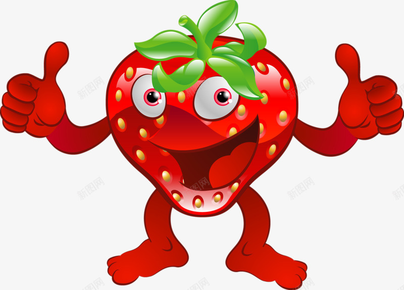 卡通拟人化水果png免抠素材_新图网 https://ixintu.com 有手有脚 水果 红色 草莓