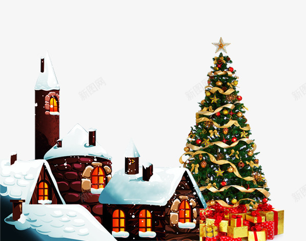 圣诞png免抠素材_新图网 https://ixintu.com 圣诞城堡 圣诞愿望树 圣诞房屋 圣诞树