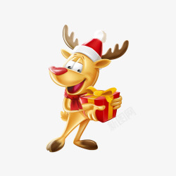 圣诞角色矢量图抱着礼物的麋鹿高清图片