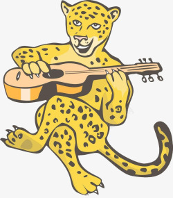 动物世界简笔画弹吉他的豹子高清图片