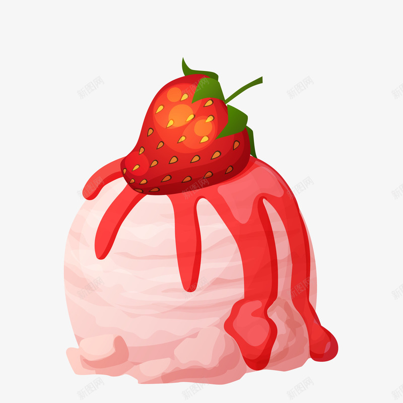 红色草莓冰淇淋食物矢量图ai免抠素材_新图网 https://ixintu.com 冰淇淋 天猫吃货节 美食 草莓 食物 矢量图