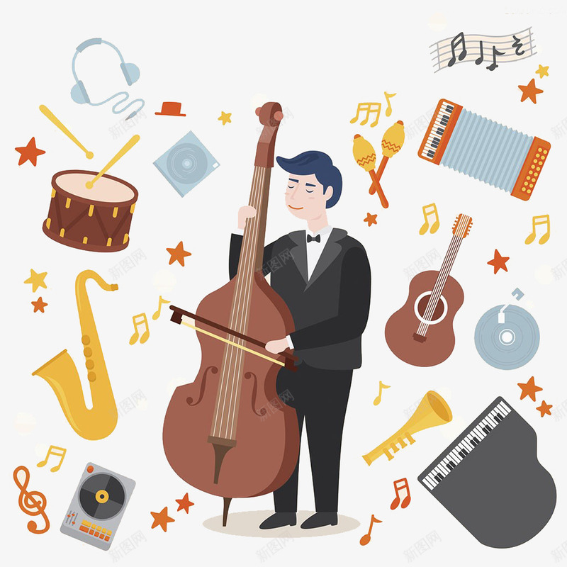 音乐家插画png免抠素材_新图网 https://ixintu.com 一个人 乐器插画 吉他 大提琴 男性 艺术家 钢琴 音乐人 音乐家插画