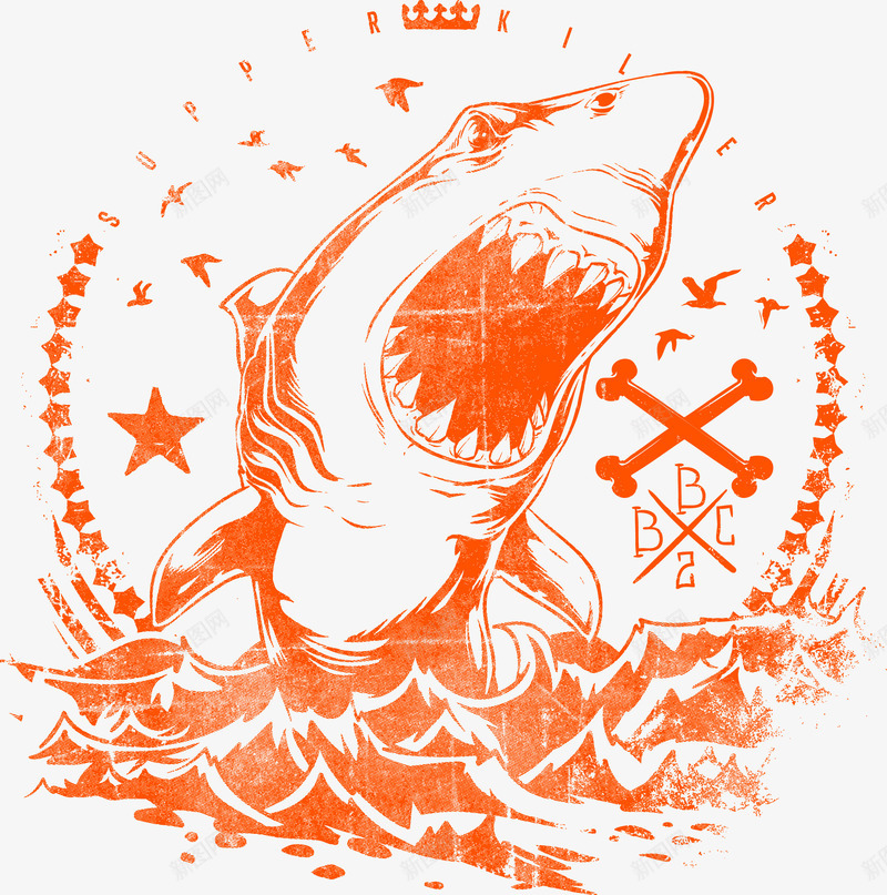 装饰橙色鲨鱼logo矢量图图标eps_新图网 https://ixintu.com LOGO 装饰 鲨鱼 矢量图