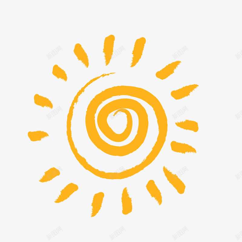 橙色手绘太阳png免抠素材_新图网 https://ixintu.com 手绘简笔画太阳天气晴