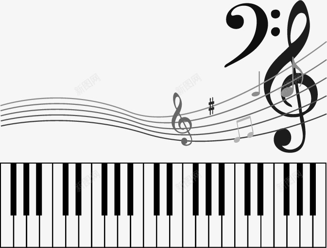 钢琴和动感音符矢量图eps免抠素材_新图网 https://ixintu.com 琴键 钢琴 钢琴和动感音符矢量素材 音乐 音符 矢量图