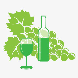 绿色葡萄酒红酒杯图案矢量图素材