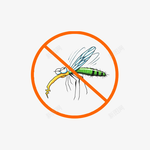 卡通禁止蚊子插画图标png_新图网 https://ixintu.com 传染疾病 卡通 图标 插画 生气的蚊子 病毒 禁止蚊子