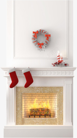 圣诞壁橱圣诞壁炉白色高清图片