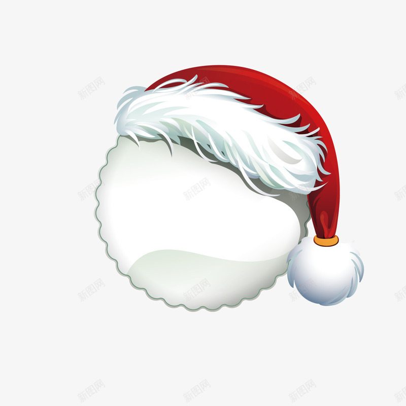 冬日红色圣诞帽标签png免抠素材_新图网 https://ixintu.com 冬日帽子 圣诞帽 圣诞快乐 圣诞节 花边标志 装饰图案