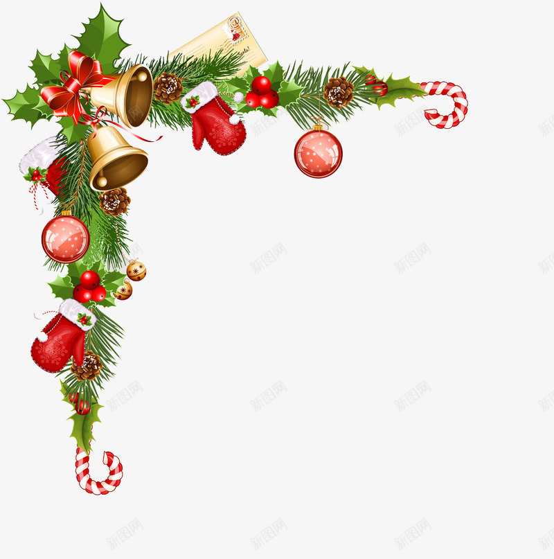 圣诞节psd免抠素材_新图网 https://ixintu.com 挂满礼物 绿色树 装饰