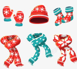 冬季帽子围巾套装插画圣诞节主题服装高清图片