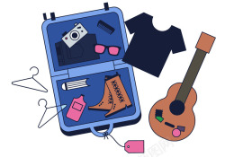 旅游行李箱衣物矢量图素材