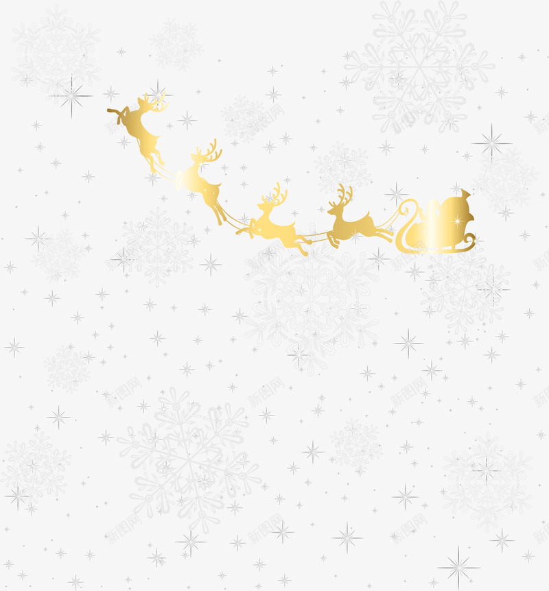 圣诞节金色麋鹿拉车png免抠素材_新图网 https://ixintu.com 可爱麋鹿 呆萌麋鹿 圣诞节 金色光晕 金色麋鹿 麋鹿拉车