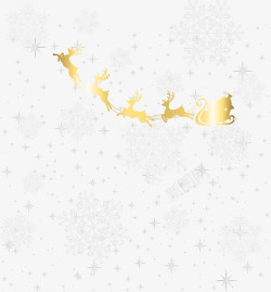 可爱光晕圣诞节金色麋鹿拉车高清图片