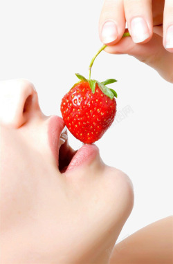 女人吃草莓素材