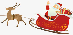 h5素材水彩麋鹿圣诞老人雪橇高清图片