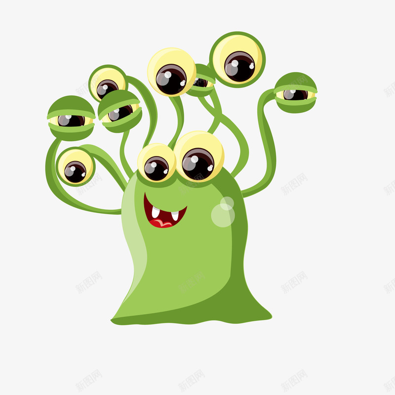 很多眼睛的怪物矢量图ai免抠素材_新图网 https://ixintu.com 创意 卡通 怪物 牙齿 眼睛 矢量图 细菌病毒 绿色 绿色妖怪