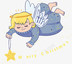 小女孩天使卡通圣诞祝福小天使高清图片