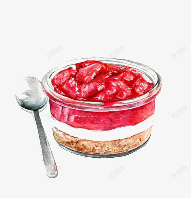 水彩草莓png免抠素材_新图网 https://ixintu.com 卡通 奶酪 彩色 手绘 水彩 红色 草莓 装饰