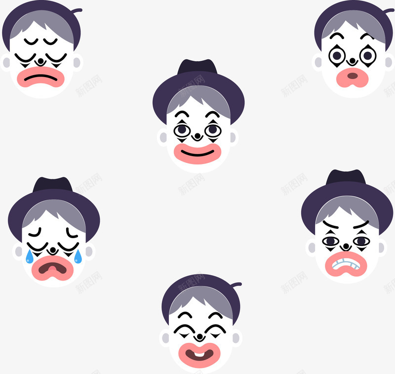小丑的情绪头像png免抠素材_新图网 https://ixintu.com 小丑 情绪 表情