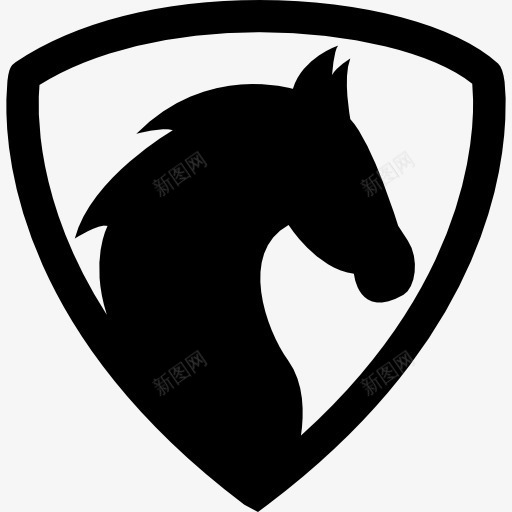 黑马的头盾图标png_新图网 https://ixintu.com 动物 头 盾牌 马 马的头 黑盾