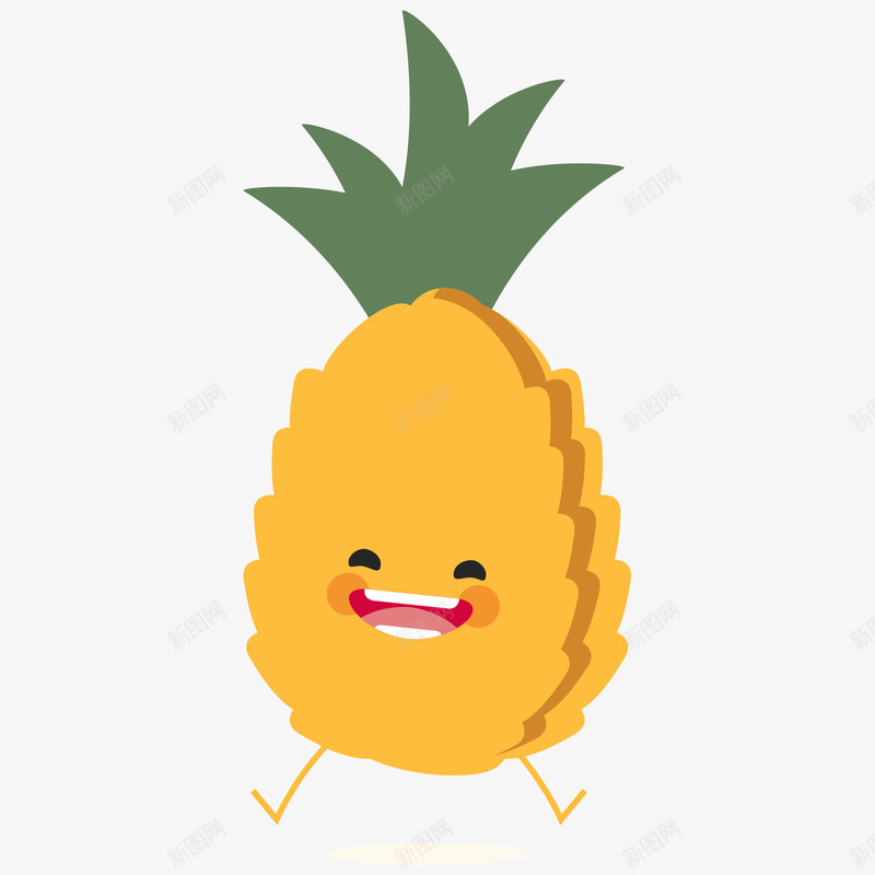 黄色开心菠萝水果表情矢量图ai免抠素材_新图网 https://ixintu.com 开心菠萝 水果 水果表情 绿色 黄色 黄色菠萝 矢量图