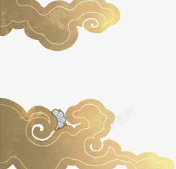 新春海报欧风边框金色的祥云装饰海报边框高清图片