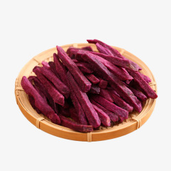 营养紫薯一份竹编盘子里的紫薯条插图高清图片
