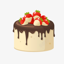 黄色草莓巧克力水果蛋糕矢量图素材