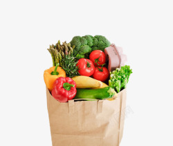 纸袋中的蔬果素材