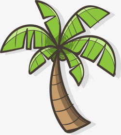 绿色清凉卡通椰子树素材