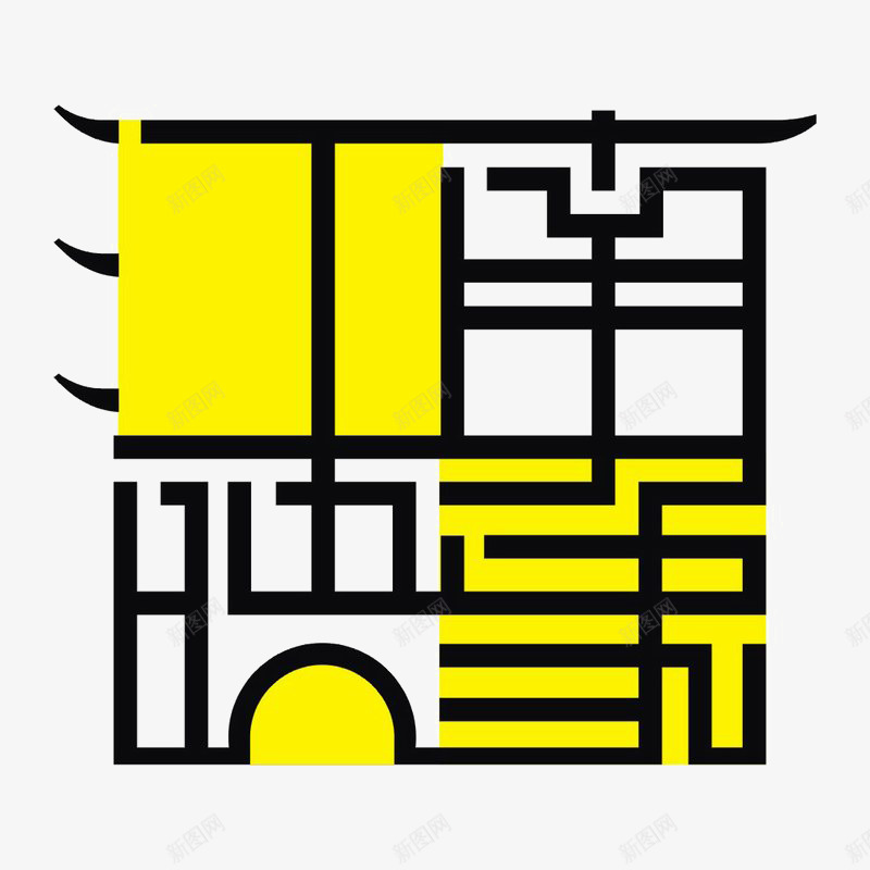 江南印象建筑标识图标png_新图网 https://ixintu.com logo 品牌标识 字体设计 排版设计 黄色