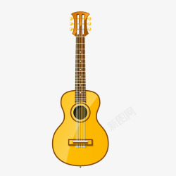 黄色卡通乐器吉他素材