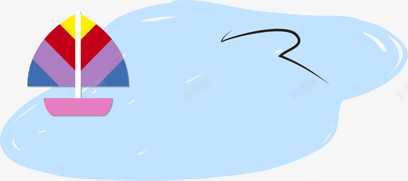 蓝色卡通小船png免抠素材_新图网 https://ixintu.com 小溪 帆船 水流 河流 船只 蓝色小船 装饰图案