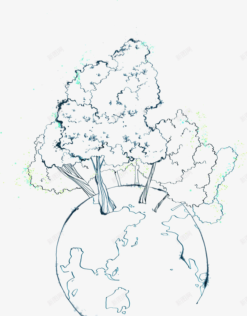 手绘环保大树地球插图png免抠素材_新图网 https://ixintu.com 地球 大树 插图 环保