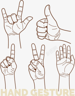 手掌免费素材五种手势图高清图片