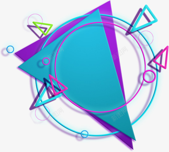菱形三角形组合几何漂浮png免抠素材_新图网 https://ixintu.com 三角形 其他 圆形 漂浮 科技 紫色 菱形