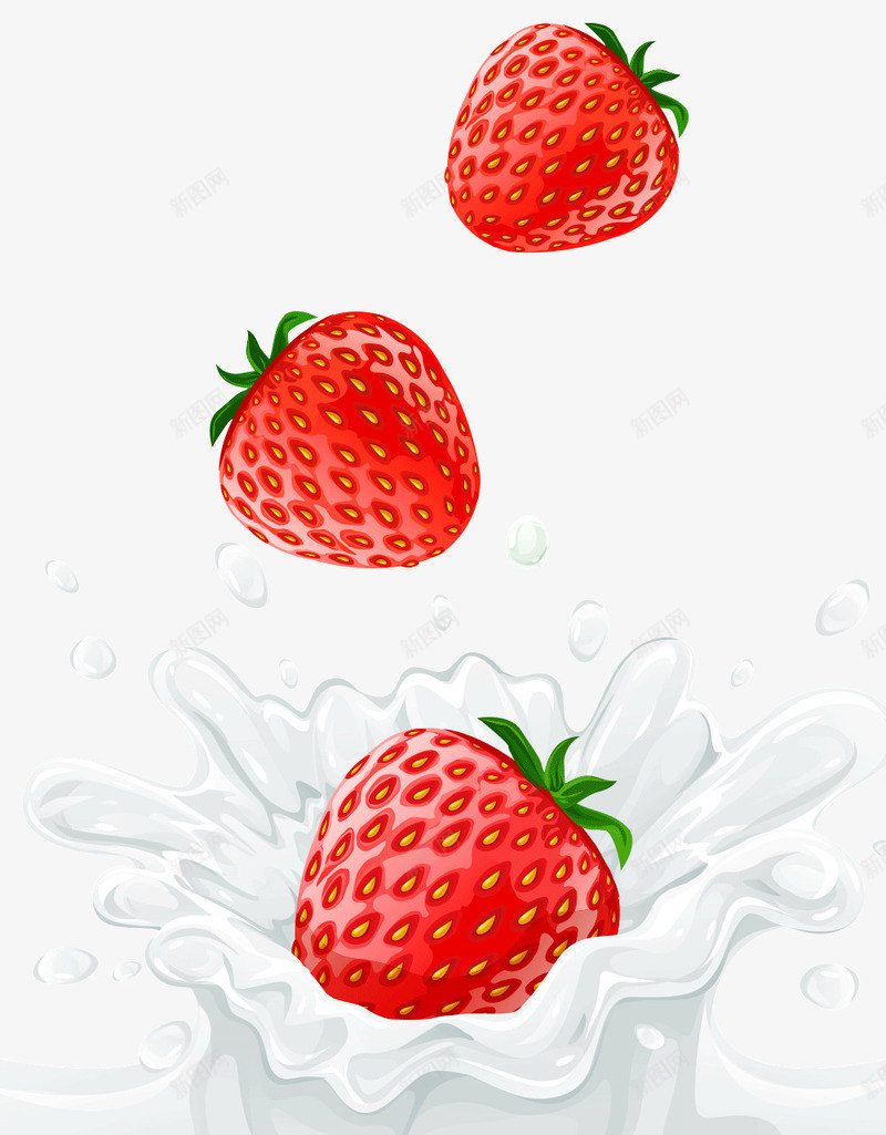 草莓牛奶喷溅png免抠素材_新图网 https://ixintu.com 喷溅 果汁 水果 牛奶 草莓