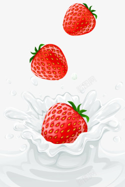 草莓牛奶喷溅素材
