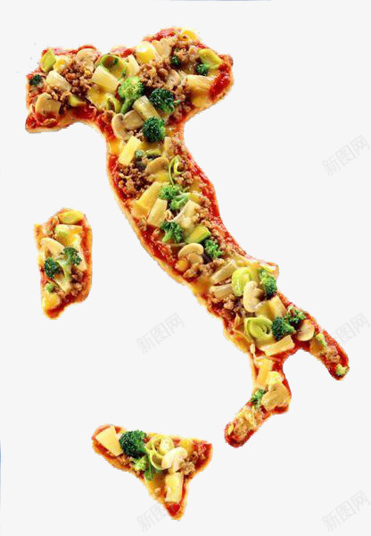 意大利地图之披萨版png免抠素材_新图网 https://ixintu.com 休闲娱乐 创意 意大利 美食 美食地图 装饰