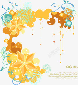 黄色浪漫花纹卡片背景素材