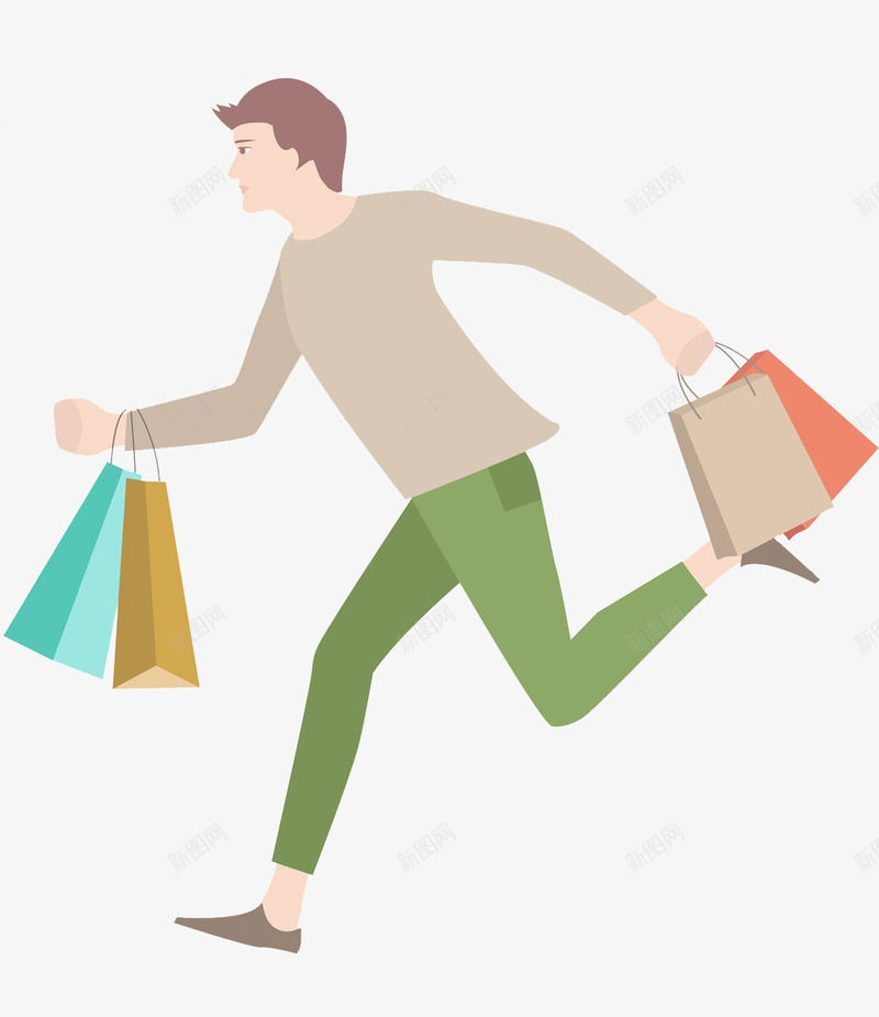 手绘拎着购物袋的男人图png免抠素材_新图网 https://ixintu.com 奔跑的 帅气的 抢购 插图 男人 购物 购物袋
