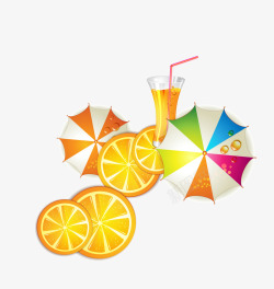 橙汁齿轮小伞矢量图素材