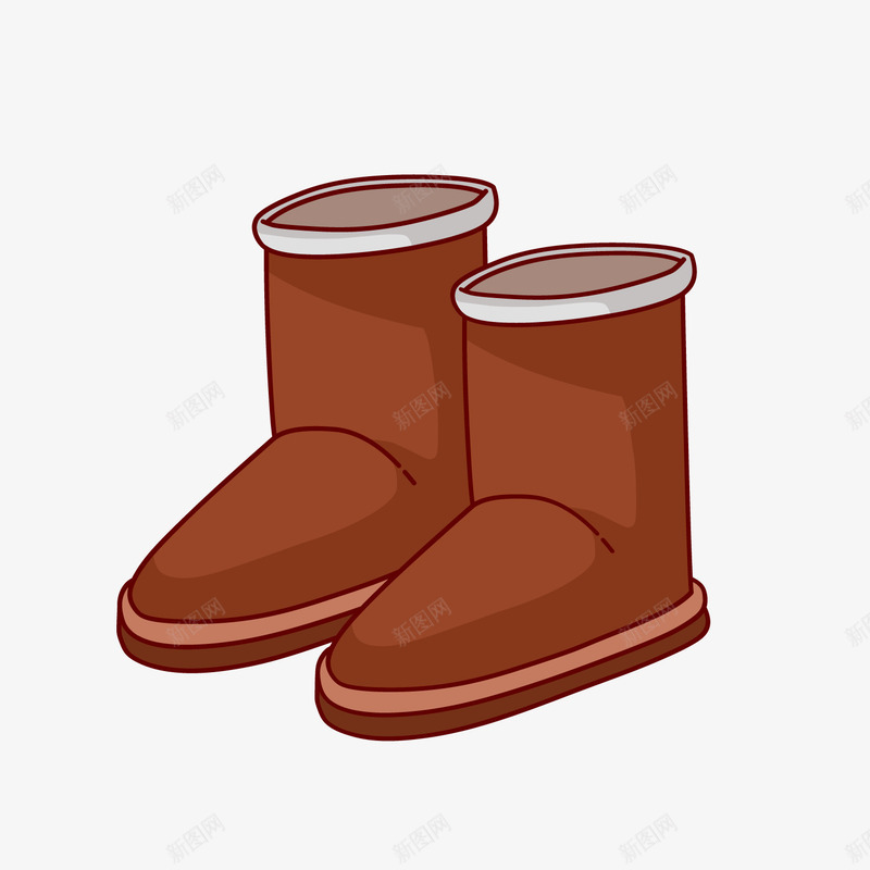 冬季雪地靴png免抠素材_新图网 https://ixintu.com 冬季鞋子 卡通靴子 棕色 背景装饰 雪地靴