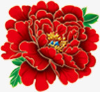 红色中国风国庆牡丹花素材