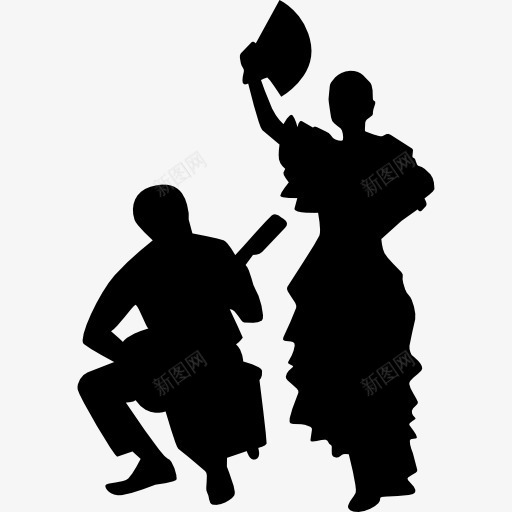 弗拉门戈对女舞蹈演员和一个男吉他手图标png_新图网 https://ixintu.com 人的剪影 吉他 夫妇 女人 弗拉门戈 弗拉门戈的图标 男人 舞蹈 舞蹈家